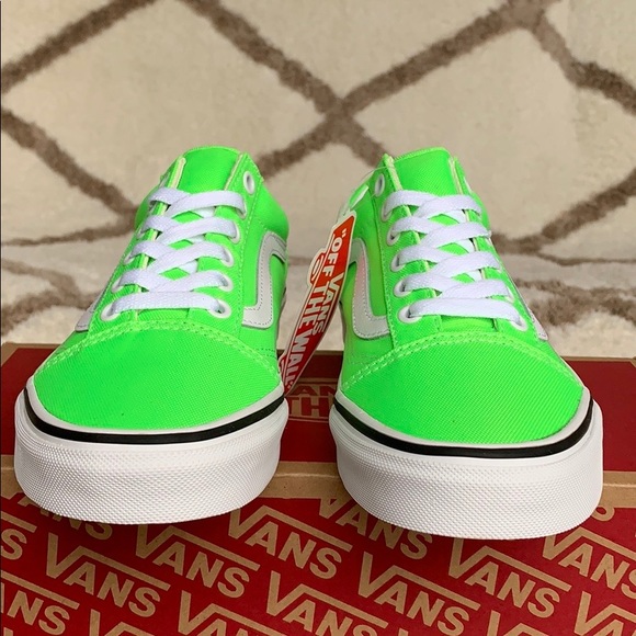 ••VANS OLD SKOOL NEON GREEN GECKO/TRUE WHITE men’s - Picture 9 of 16